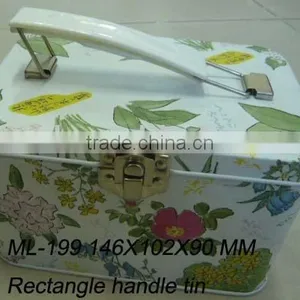 Rectangle Tin Box With Handle and Lock thumbnail-1