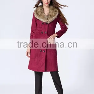 2015 Lady Garment Manufacturer Elegant Fabulous Luxury Fashion Design Women Coats Winter With Fur Collar thumbnail-2