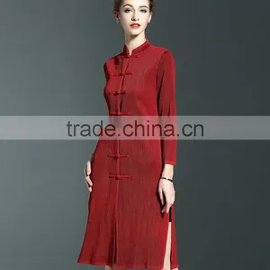 2017 New Slim Plicated Cheongsam One Piece Dresses thumbnail-2