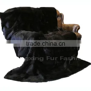 CX-D-08G Nice Good Quality Custom Made Genuine Rabbit Fur Throw Blanket thumbnail-2