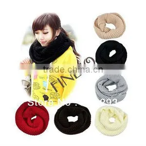 Winter Thickening Solid Scarf Wool Yarn Scarf Thermal Big Muffler Scarf Lovers Ring 8016 thumbnail-1