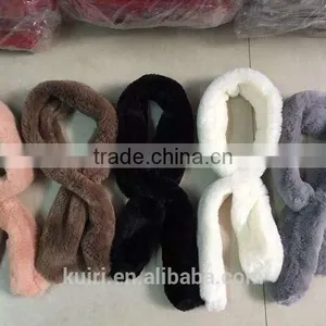 Faux Fur Scarf Winter Women Cape Rabbit Fur Plaid Scarves Women Knitting Female Small Cape Neck Warm Collar thumbnail-1