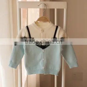 S32893W Spring 2017 New Girls Cardigan Lace Embroidery Knitted Sweater Kids Girls Knitting Cardigan thumbnail-2