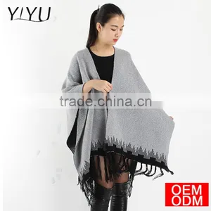 2017 Autumn New Women's Elegant Socialite Cashmere Tassel Cardigan Sweaters Batwing Sleeves Scarf Cape Outwear Good Quality thumbnail-2
