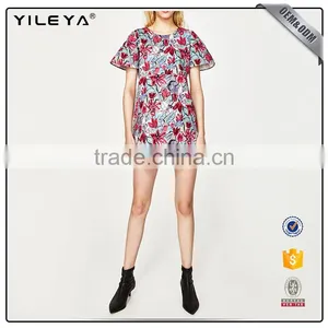 2016 Floral Printed Fabrics Woman Dress One Piece Design Loose Dress Woman thumbnail-2