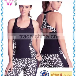 Polyester Spandex Fitness Yoga Mesh Clothing Contrast Color Gym Tank Top thumbnail-1