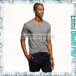 New Style Mens Best Organic Grey Cotton Muscle Fit V Neck T-Shirts Tops Apparel Suppliers thumbnail-2