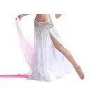 White Bright Spot Net Fabric + Satin Belly Dance Skirt Two Layer Plain Color thumbnail-1