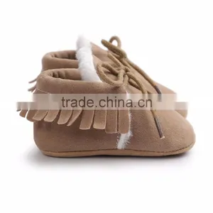 Toddler Baby Moccasins Winter Keep Warm With Fur Snow Lace up Baby Shoes thumbnail-3