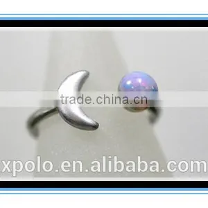 2016 Fashion Design Crescent Moon With Genuine Vintage Fire Opal Stone Ring Yiwu Wholesale thumbnail-3