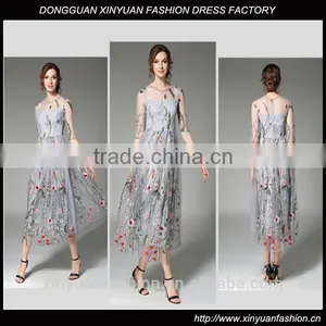 Wholesale High Quality Hand Embroidery Designs for Girls Dress Hollow Section Sexy Maxi Dress thumbnail-1