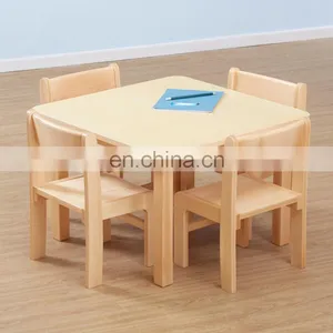 Classic Beech Rectangular Children Study Wooden Writing Table Chair thumbnail-6