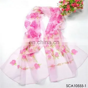 Flower Print Scarf Spring Chiffon Scarf thumbnail-1