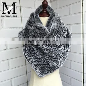 2015 High Quality Market Sell Luxury Brand Hand Knitted Rex Rabbit Fur Scarf Winter thumbnail-2