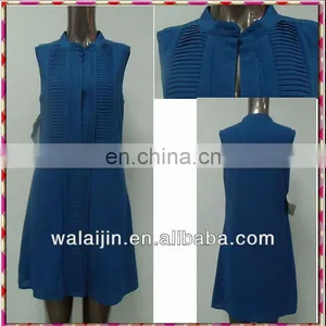 Woman's Classic Pleated Front Button Open Shirt Dress Made of Chiffon Crepe thumbnail-1
