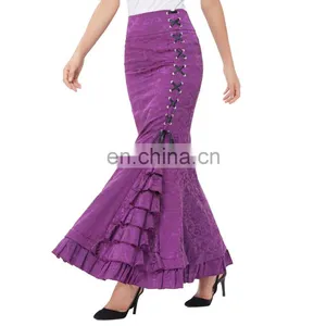 Belle Poque Women Vintage Retro Victorian Style High Stretchy Ruffled Fishtail Mermaid Long Skirt Women Sexy Skirts BP000204-4 thumbnail-1