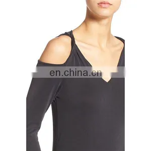 Fashion Design Cold Shoulder Top Latest Long Sleeve Shirt Ladies Blouses & Tops thumbnail-5