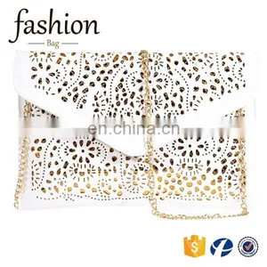 CR Hollow Chains Envelope Bag Neon Color Cutout Bag pu Candy Color Day Clutch Women Handbags thumbnail-1