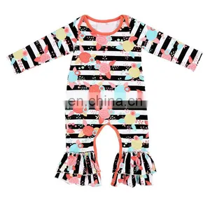 Wholesale Baby Clothes Romper Long Sleeve 100% Cotton Ruffle Baby Romper thumbnail-1
