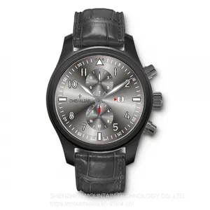 Stainless Steel Fashion Wrist Watch Man Quartz Watches Multi-function Genuine Leather Watch thumbnail-2
