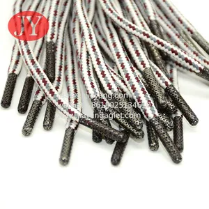 Custom Flat Polyester Rope With Metal Aglet Tips Shoealce Brass Aglet Cord Ends for Sweat Pants thumbnail-5