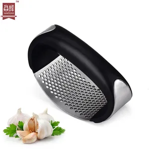 Kitchen Accessories Home and Kitchen Gadgets Customized Stainless Steel Garlic Press Rocker Garlic Mincer Crusher and Peeler thumbnail-1
