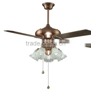 Decorative Red Brass Ceiling Fan With Light E27*5 thumbnail-1
