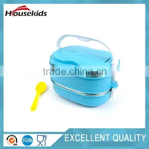 Stainless Steel Liner Double Bento Lunch Box Containers For Kids and Adults 1.8L Blue thumbnail-1