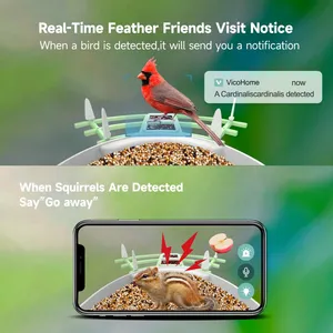 2.0MP HD AI Identifying Solar Powered Outdoor Smart Bird Feeder Waterproof IP65 4G Night Vision Smart Camera Alarm SD Card thumbnail-3