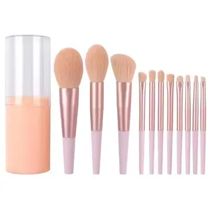 Cheap Travel 11pcs Makeup Brush Set Soft Fiber Hair Cosmetics Tools Custom Logo Long Tube Real Makeup Powder Blush Eye Brush Set thumbnail-1