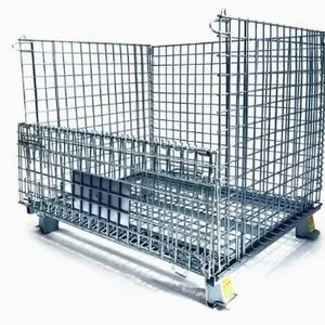 Folding Zinc Coated Warehouse Steel Mesh Storage Cage Stillage thumbnail-3
