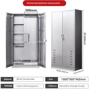 HACCP Compliant Food Grade Cleaning Cabinet — 304 SS, 500×400×1800mm, With Drain and Lock thumbnail-5