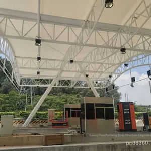 Highway Toll Station Canopies, Gas Station Canopies, Charging Station Rain Shelters, Large - Span Grid Roof Wind and Rain Shelters, Using Bolt - Ball Grid Structure With Low Prices thumbnail-2