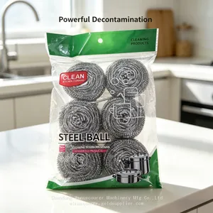 6Pcs Pack Customized Metal Steel Wool Ball Rust Removal Cleaning Scrubber From Factory thumbnail-3