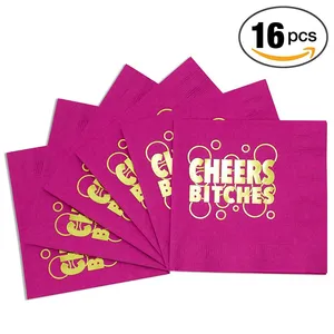 Ningbo PartyKing Disposable Holiday Guest Towels Gold Foil Paper Napkins,Paper Guest Napkins, 16ct thumbnail-3