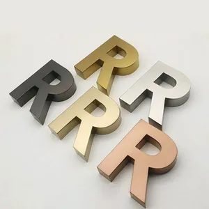 Gold Finish 3D LED Backlit Channel Letter Brushed Stainless Steel Letters thumbnail-1
