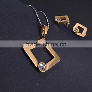 Indian Gold Plated Jewelry Pendant Earrings Set Jewelry In Stainless Steel thumbnail-3