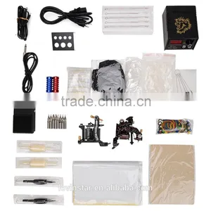 China Factory Price Professional Tattoo Kit 2 x Casting Tattoo Machine + Power Supply + Pedal + Needle + Accessories Bag Etc thumbnail-1