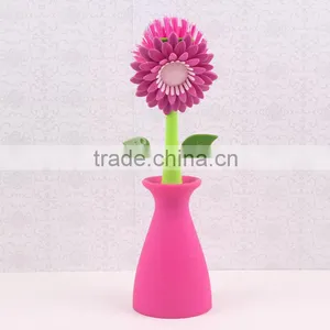 Multipurpose Flower Dish Scrub Cleaning Brush With Holder thumbnail-4