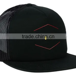 High Quality Factory Customized Sponge Hat 5 Panel Screen Printing Flat Brim Trucker Caps thumbnail-3