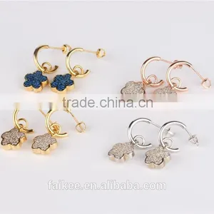 Wholesale Fashion Lady's Jewelry 925 Sterling Silver Earring Gold Plated Wax Micro Pave Setting Earring thumbnail-1