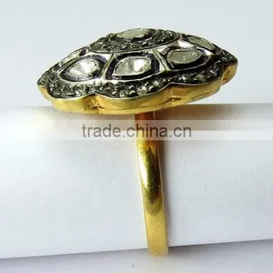 Wish Left !! Diamond & Polki 925 Sterling Silver Ring, Oxidized Silver Jewellery, Silver Jewellery India thumbnail-6