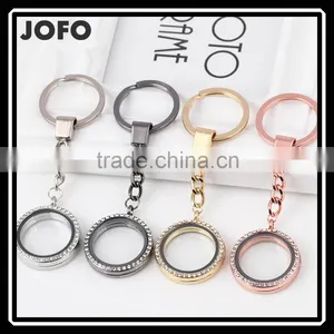 Charming Elegant Silver Plated Lanyard Floating Charm Locket Stylish Round Alloy Blank Photo Keychain thumbnail-1