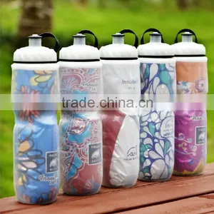 600ml PE Double-wall Plastic Outdoor Cool Keeping Sport Water Bottle Factory Price thumbnail-1
