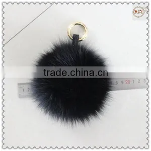 White Color Fox Fur Pompons With Metal Chain thumbnail-6