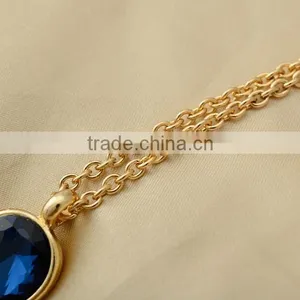 Sapphire Stone Labradorite Gold Blossom Pendant With Gold Tassel thumbnail-1