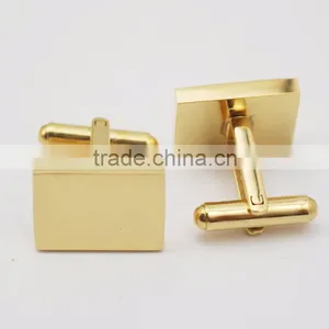 Custom Stainless Steel Rectangle Gold Plated Cufflinks Blanks thumbnail-1
