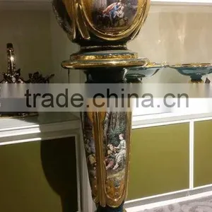 2016 New Design Antique Luxury 30"ceramic Porcelain Art Roman Pillar With Vase for Decoration thumbnail-2