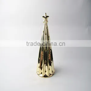 Golden Ceramic Christms Tree Candle Holder & Ceramic Lamp thumbnail-2