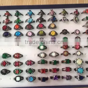 China Synthetic Mexican Opal Jewellery Wedding Ring With Opal Jewelry/Women Black Gold Plated Synthetic Opal Ring Wholesale Quality Choice thumbnail-5